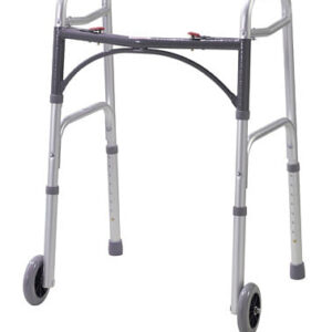 Walker Folding 2-Button Adult Alum w/5  Wheels  (Drive) Cs/4